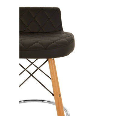 Black Leather Effect Seat Bar Stool | Stockholm