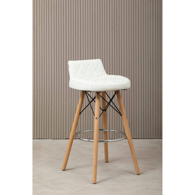 White Leather Effect Seat Bar Stool | Stockholm