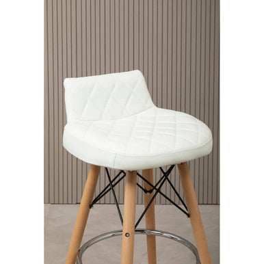 White Leather Effect Seat Bar Stool | Stockholm