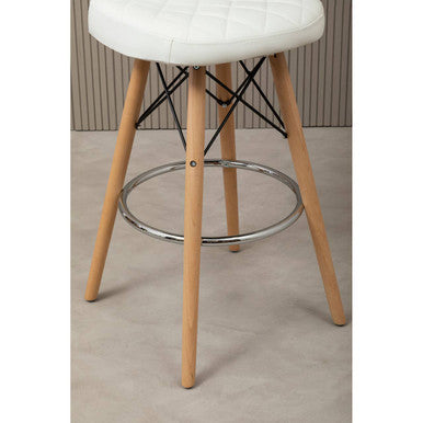 White Leather Effect Seat Bar Stool | Stockholm