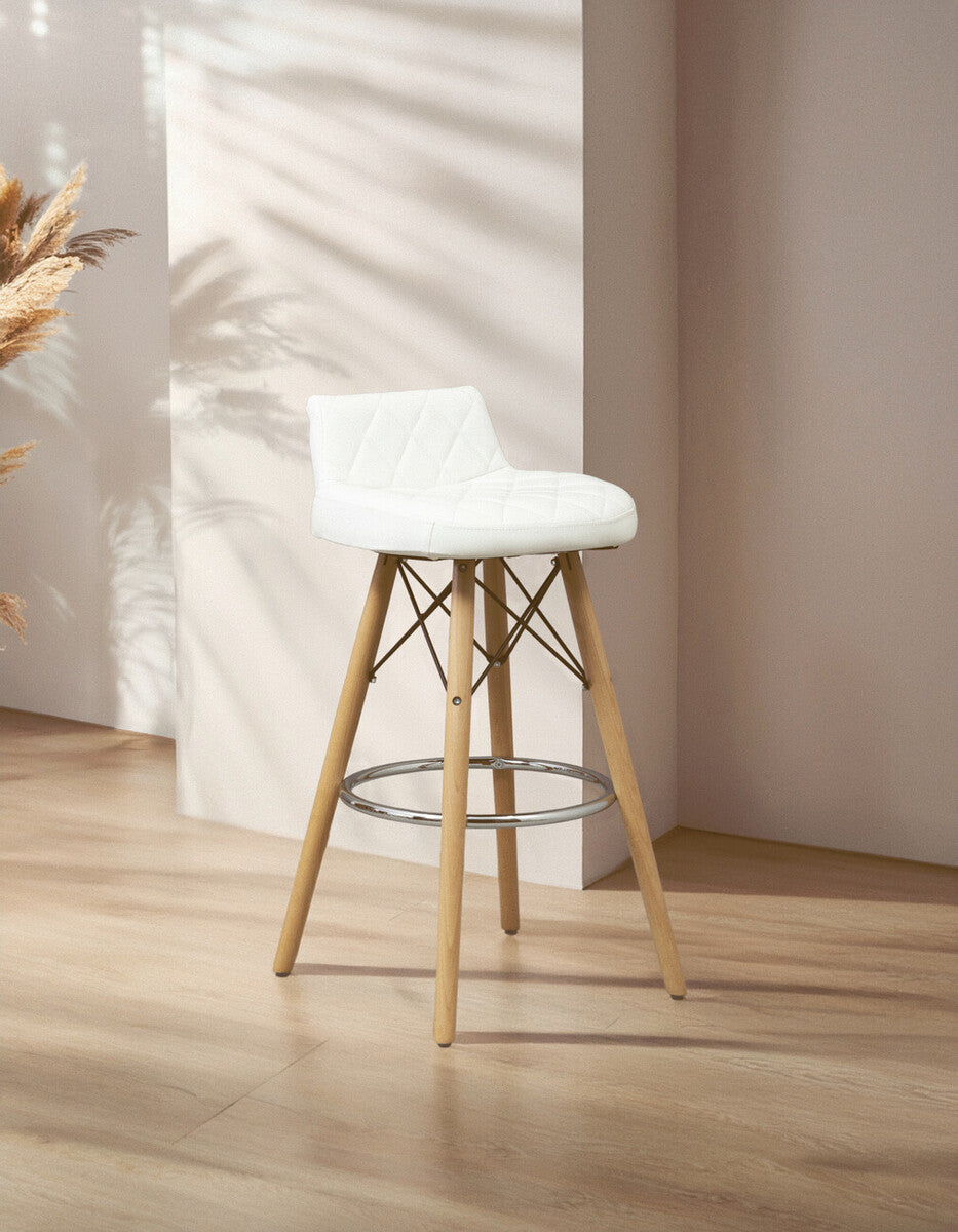 White Leather Effect Seat Bar Stool | Stockholm