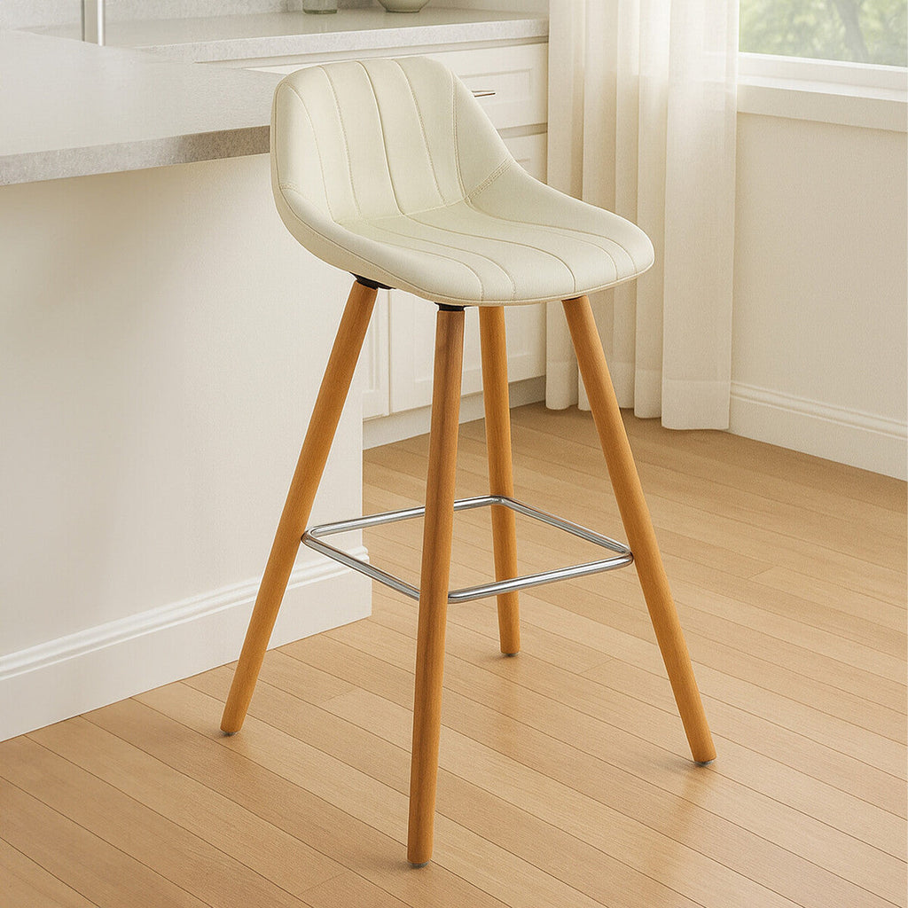 White Faux Leather Bar Stool | Stockholm