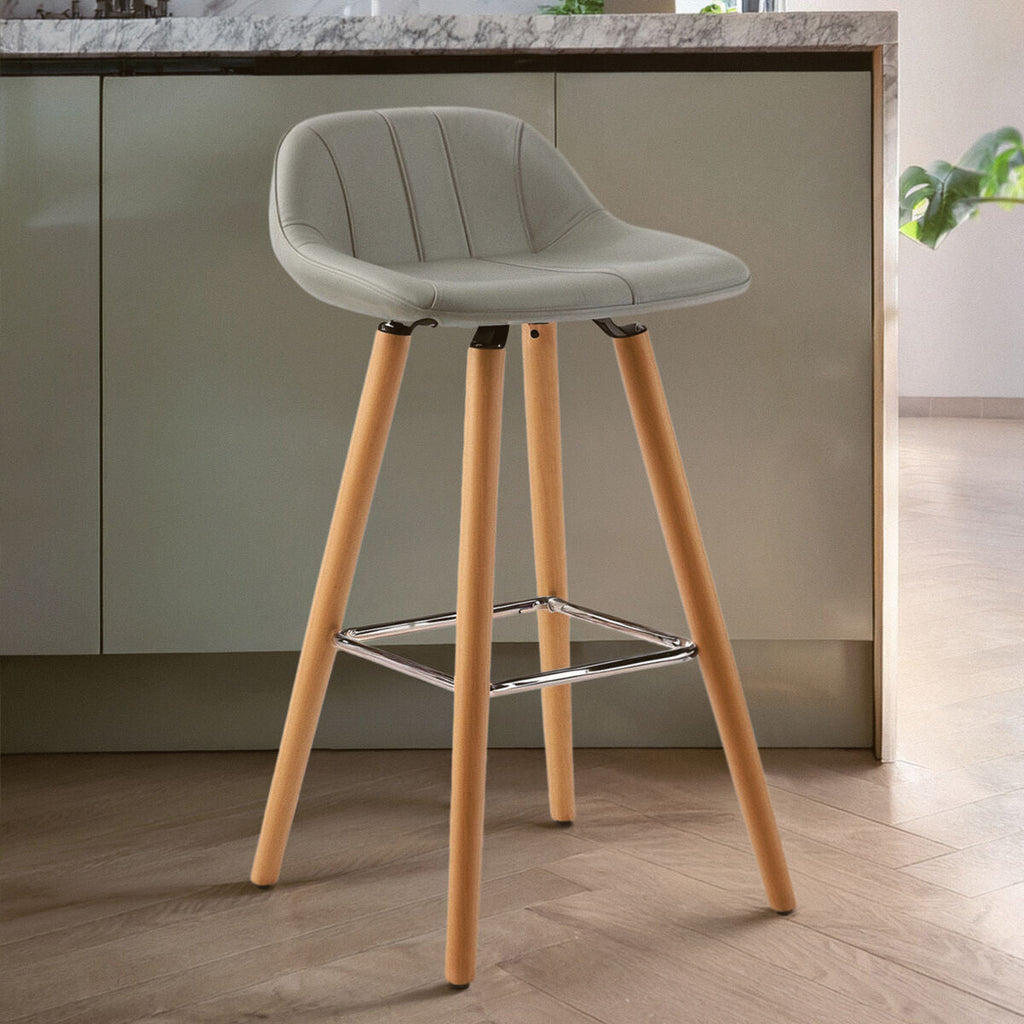 Grey Faux Leather Bar Stool | Stockholm