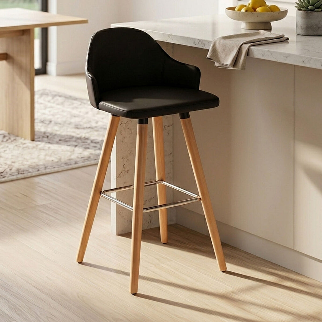Black Curved Backrest Bar Stool | Stockholm