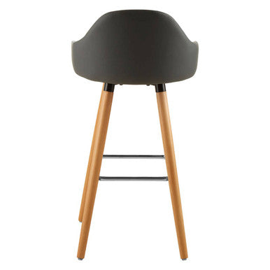 Grey Faux Leather Bar Stool with Beechwood Legs | Stockholm