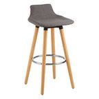 Grey Bar Stool with Beechwood Legs | Stockholm