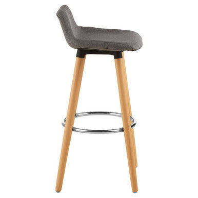 Grey Bar Stool with Beechwood Legs | Stockholm