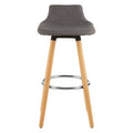 Grey Bar Stool with Beechwood Legs | Stockholm