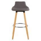 Grey Bar Stool with Beechwood Legs | Stockholm