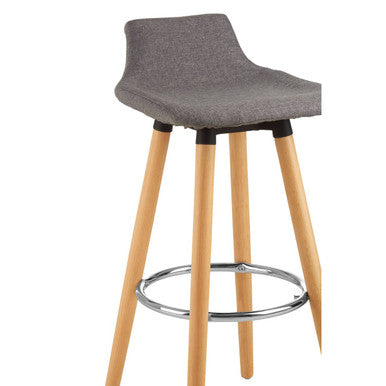 Grey Bar Stool with Beechwood Legs | Stockholm
