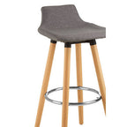 Grey Bar Stool with Beechwood Legs | Stockholm