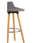 Grey Bar Stool with Beechwood Legs | Stockholm