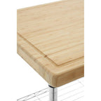 Silver and Natural 3 Tier Kitchen Trolley with Rubber Wood Top | Frankfurt