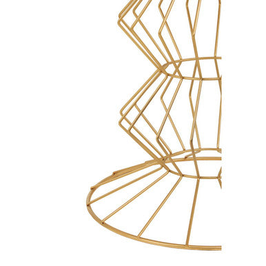 Mirrored Glass Top Side Table with Gold Finish Concertina Wireframe Metal Base | Yaxi