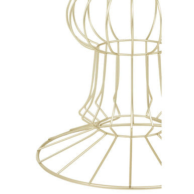 Mirrored Glass Top Side Table with Light Gold Finish Concertina Wireframe Metal Base | Yaxi
