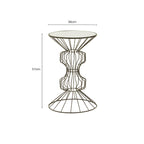 Mirrored Glass Top Side Table with Black Finish Concertina Wireframe Metal Base | Yaxi