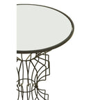 Mirrored Glass Top Side Table with Black Finish Concertina Wireframe Metal Base | Yaxi