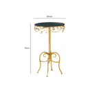 Black Wooden Top Round Side Table with Gold Metal Frame | Yaxi