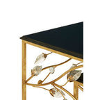 Set of 2 Black Wooden Top Tables with Gold Metal Frame | Yaxi