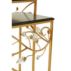 Set of 2 Black Wooden Top Tables with Gold Metal Frame | Yaxi
