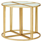 Set of 5 Champagne Gold Wood and Metal Nesting Tables with Glass Top | Farran