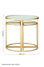 Set of 5 Champagne Gold Wood and Metal Nesting Tables with Glass Top | Farran