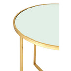 Set of 5 Champagne Gold Wood and Metal Nesting Tables with Glass Top | Farran