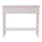 White Natural Wooden Console Table with Two Carved Detail Drawers and Lower Shelf | Heritage