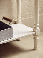 White Natural Wooden Console Table with Two Carved Detail Drawers and Lower Shelf | Heritage