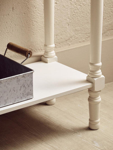 White Natural Wooden Console Table with Two Carved Detail Drawers and Lower Shelf | Heritage