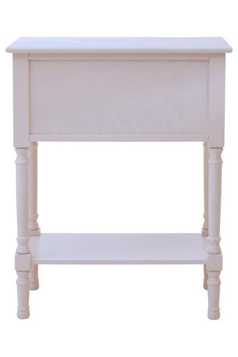 White Natural Wooden Console Table with 3 Carved Detail Drawers and Lower Shelf | Heritage