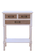 White Natural Wooden Console Table with 3 Carved Detail Drawers and Lower Shelf | Heritage