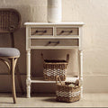 White Natural Wooden Console Table with 3 Carved Detail Drawers and Lower Shelf | Heritage