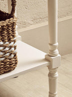 White Natural Wooden Console Table with 3 Carved Detail Drawers and Lower Shelf | Heritage