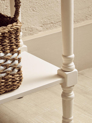 White Natural Wooden Console Table with 3 Carved Detail Drawers and Lower Shelf | Heritage