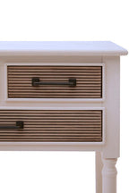 White Natural Wooden Console Table with 3 Carved Detail Drawers and Lower Shelf | Heritage