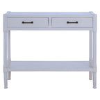 White Wooden Console Table with 2 Storage Drawers and Lower Open Shelf | Heritage