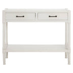 White Wooden Console Table with 2 Storage Drawers and Lower Open Shelf | Heritage
