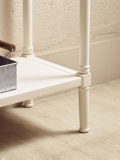 White Wooden Console Table with 2 Storage Drawers and Lower Open Shelf | Heritage