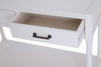 White Wooden Console Table with 2 Storage Drawers and Lower Open Shelf | Heritage