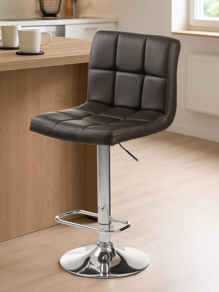 Quilted Bar Stool with Chrome Base | Baina
