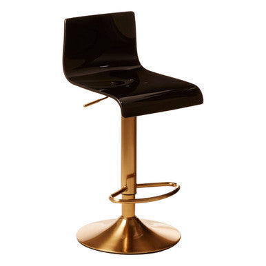 Black Acrylic Seat Bar Stool with Gold Base | Baina