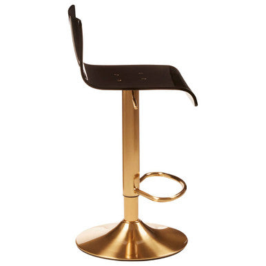 Black Acrylic Seat Bar Stool with Gold Base | Baina