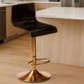 Black Acrylic Seat Bar Stool with Gold Base | Baina