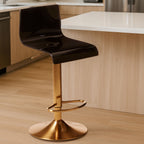Black Acrylic Seat Bar Stool with Gold Base | Baina