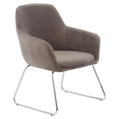 Grey Velvet Dining Chair with Chrome Legs | Stockholm