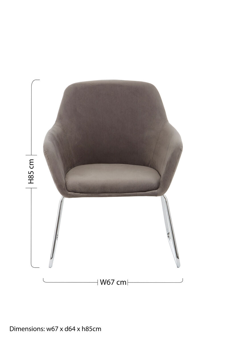 Grey Velvet Dining Chair with Chrome Legs | Stockholm