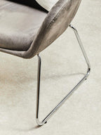 Grey Velvet Dining Chair with Chrome Legs | Stockholm