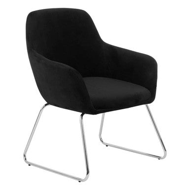 Black Velvet Dining Chair with Chrome Legs | Stockholm