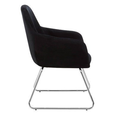 Black Velvet Dining Chair with Chrome Legs | Stockholm